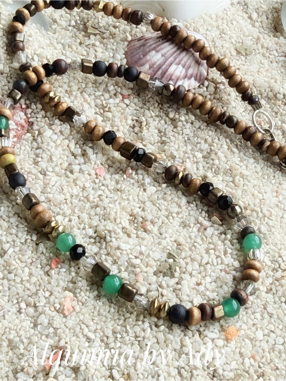 Surfer style gemstones beaded earthy short necklace - Picture 1 of 5